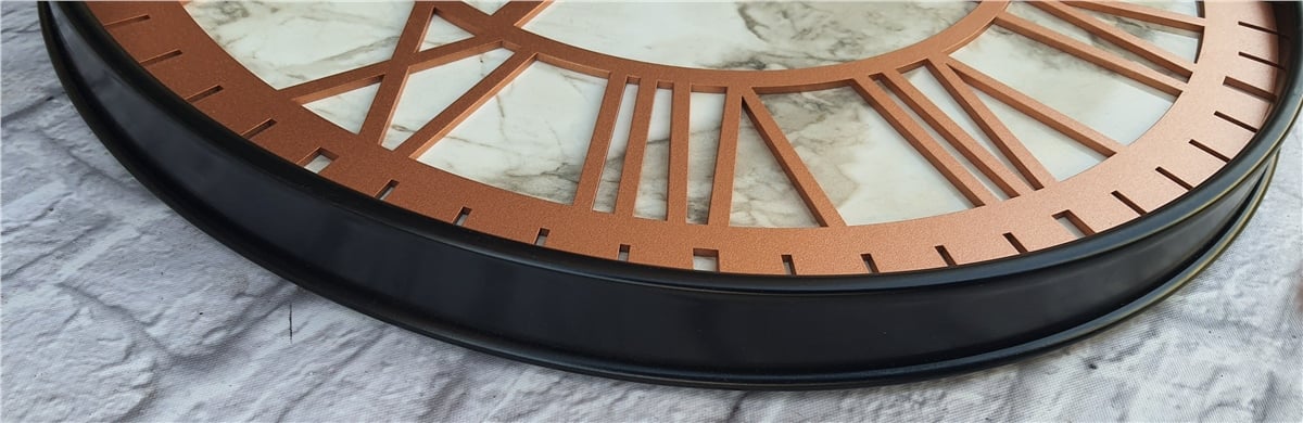 Markakanvas Siyah Metal Kasalı Mermer Desenli  Duvar Saati  ( Çap 50 cm -Çap 80 cm )