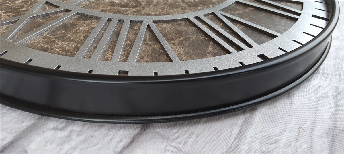 Markakanvas Siyah Metal Kasalı Mermer Desenli  Duvar Saati  ( Çap 50 cm -Çap 80 cm )