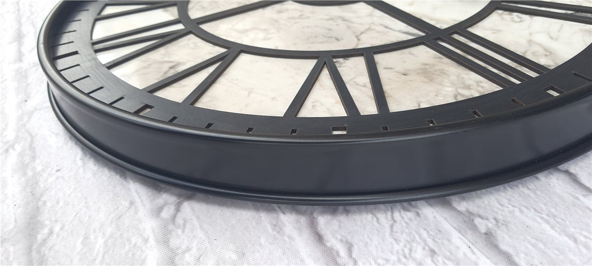 Markakanvas Siyah Metal Kasalı Mermer Desenli  Duvar Saati  ( Çap 50 cm -Çap 80 cm )