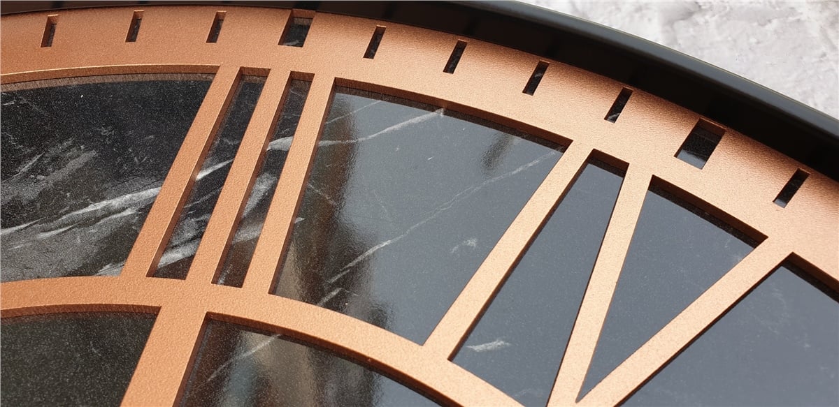 Markakanvas Siyah Metal Kasalı Mermer Desenli  Duvar Saati  ( Çap 50 cm -Çap 80 cm )