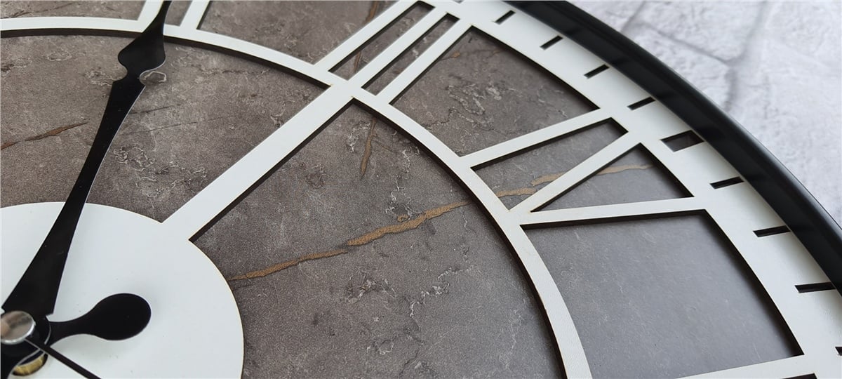 Markakanvas Siyah Metal Kasalı Mermer Desenli  Duvar Saati  ( Çap 50 cm -Çap 80 cm )