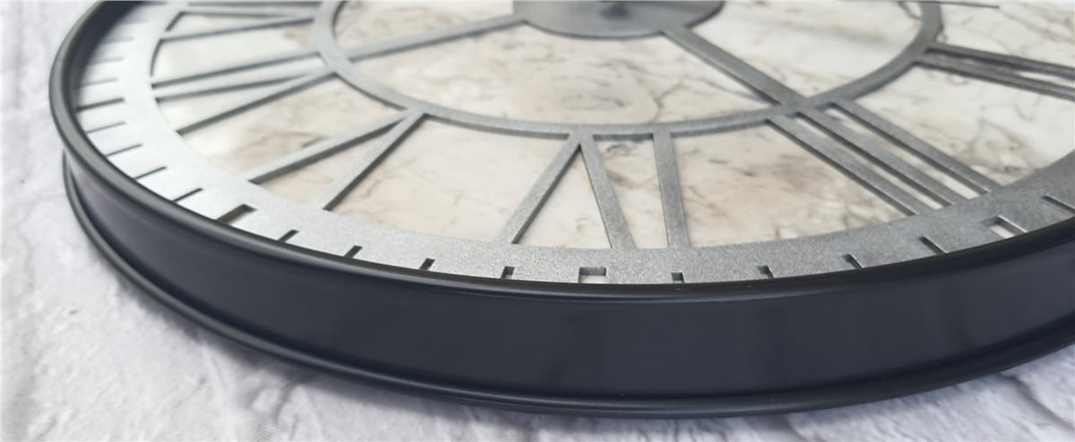 Markakanvas Siyah Metal Kasalı Mermer Desenli  Duvar Saati  ( Çap 50 cm -Çap 80 cm )