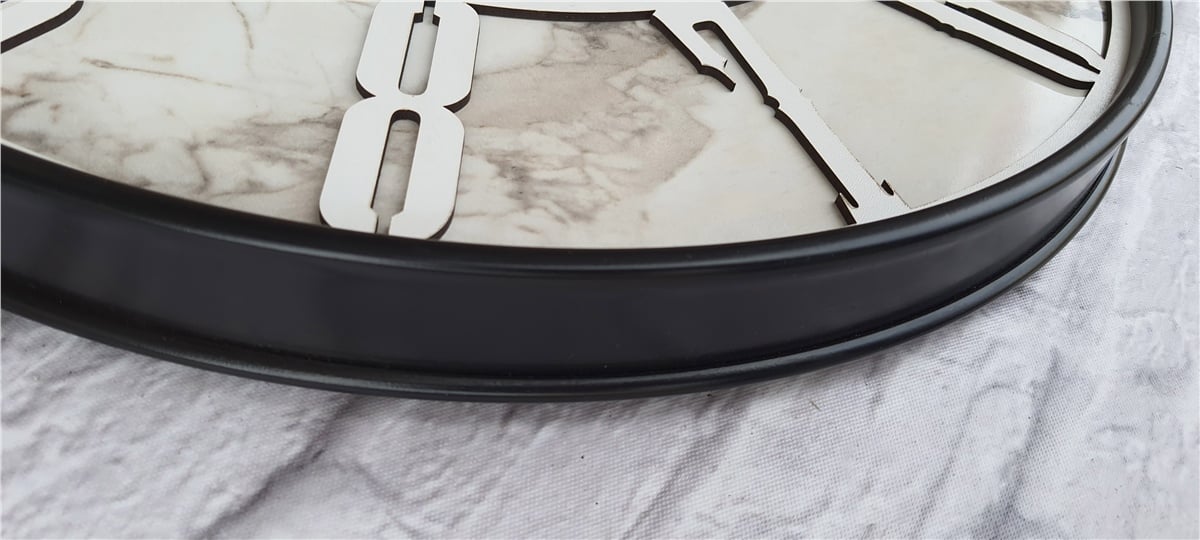 Markakanvas Siyah Metal Kasalı Mermer Desenli  Duvar Saati  ( Çap 50 cm -Çap 80 cm )