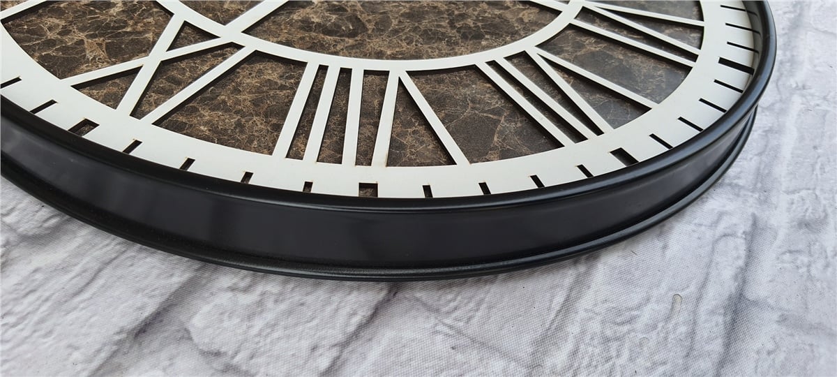 Markakanvas Siyah Metal Kasalı Mermer Desenli  Duvar Saati  ( Çap 50 cm -Çap 80 cm )