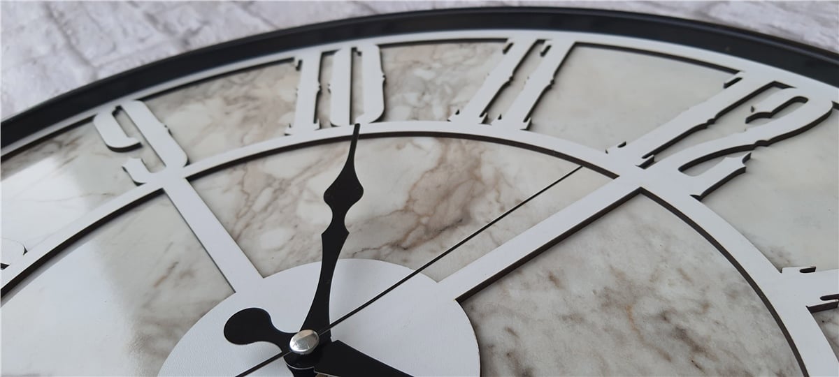 Markakanvas Siyah Metal Kasalı Mermer Desenli  Duvar Saati  ( Çap 50 cm -Çap 80 cm )
