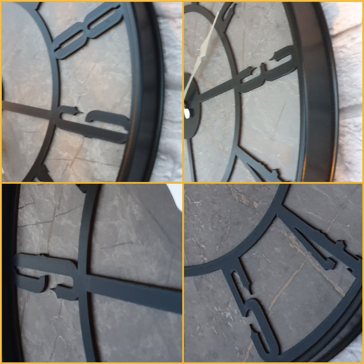 Markakanvas Siyah Metal Kasalı Mermer Desenli  Duvar Saati  ( Çap 50 cm -Çap 80 cm )