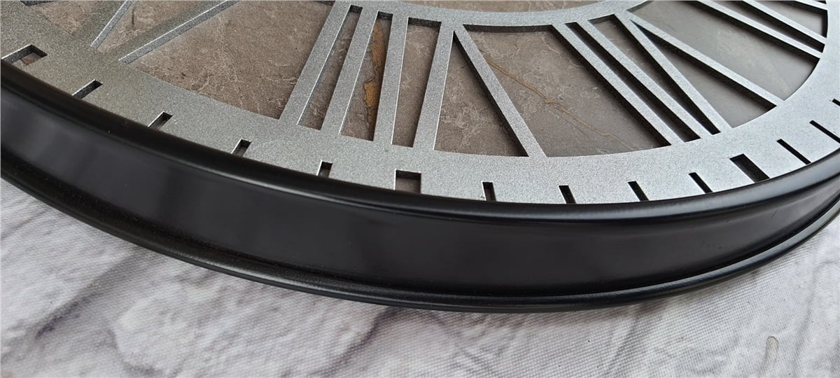 Markakanvas Siyah Metal Kasalı Mermer Desenli  Duvar Saati  ( Çap 50 cm -Çap 80 cm )