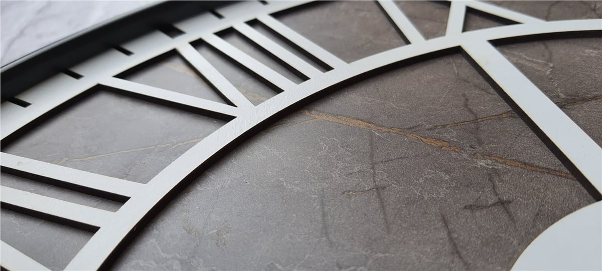 Markakanvas Siyah Metal Kasalı Mermer Desenli  Duvar Saati  ( Çap 50 cm -Çap 80 cm )
