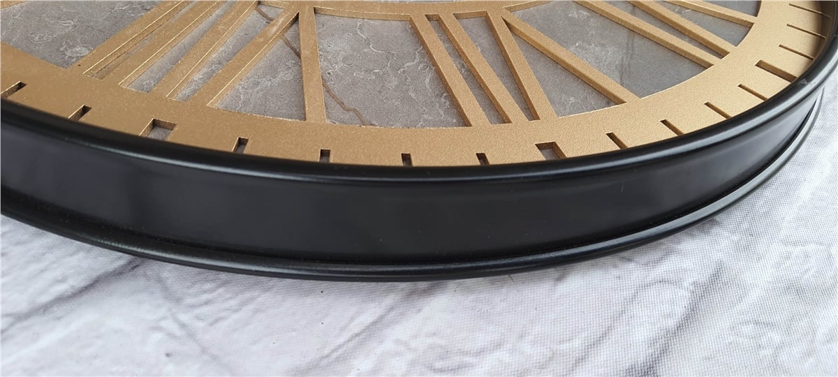 Markakanvas Siyah Metal Kasalı Mermer Desenli  Duvar Saati  ( Çap 50 cm -Çap 80 cm )