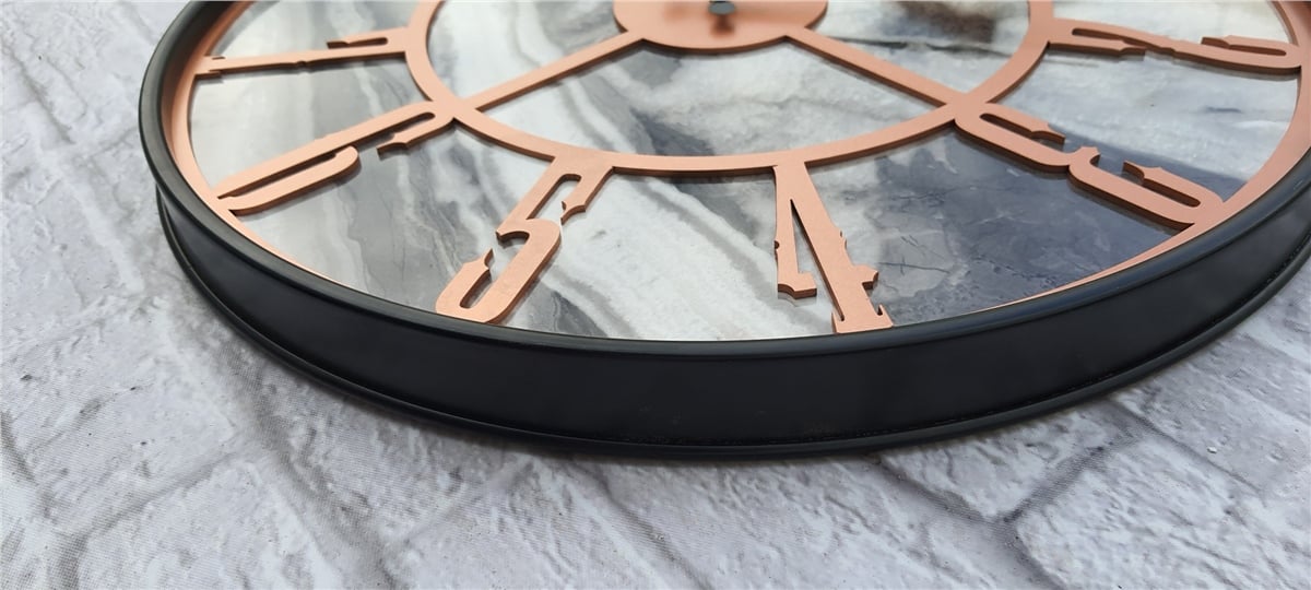 Markakanvas Siyah Metal Kasalı Mermer Desenli  Duvar Saati  ( Çap 50 cm -Çap 80 cm )