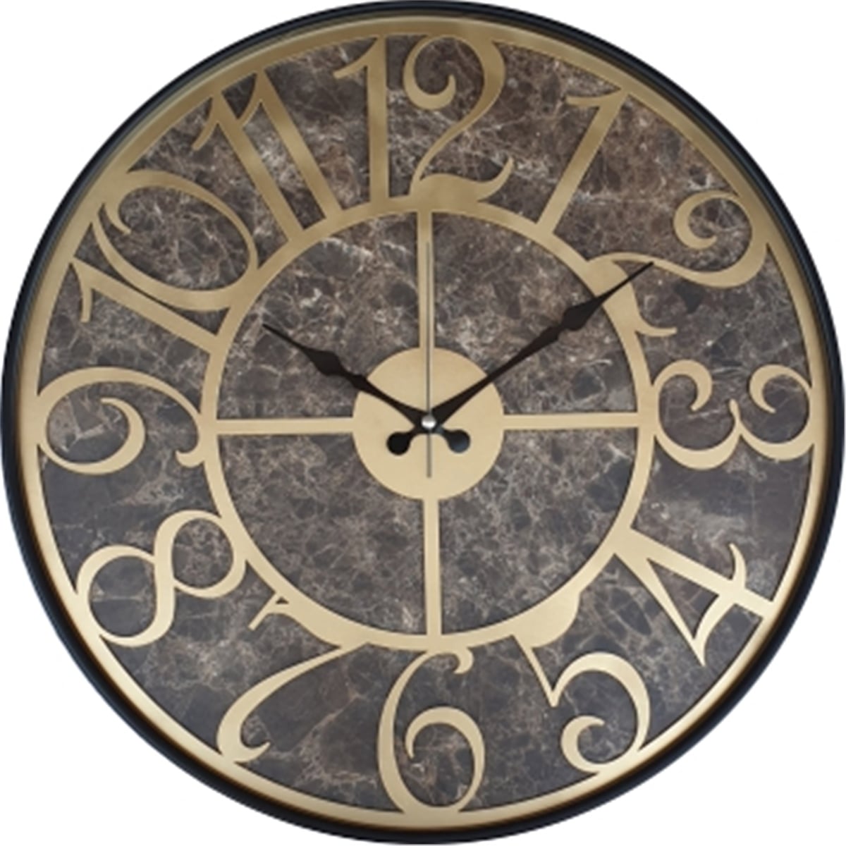 Markakanvas Siyah Metal Kasalı Mermer Desenli  Duvar Saati  ( Çap 50 cm -Çap 80 cm )