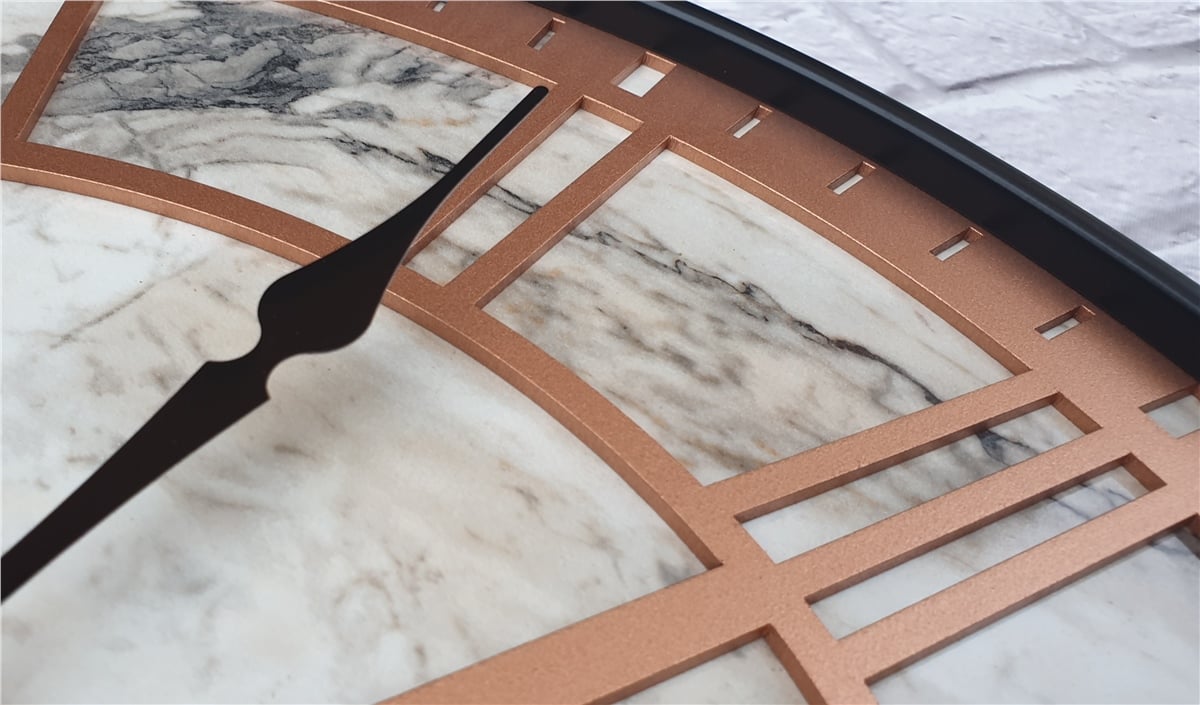 Markakanvas Siyah Metal Kasalı Mermer Desenli  Duvar Saati  ( Çap 50 cm -Çap 80 cm )