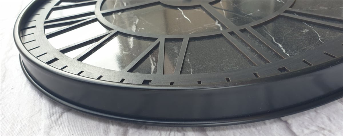 Markakanvas Siyah Metal Kasalı Mermer Desenli  Duvar Saati  ( Çap 50 cm -Çap 80 cm )
