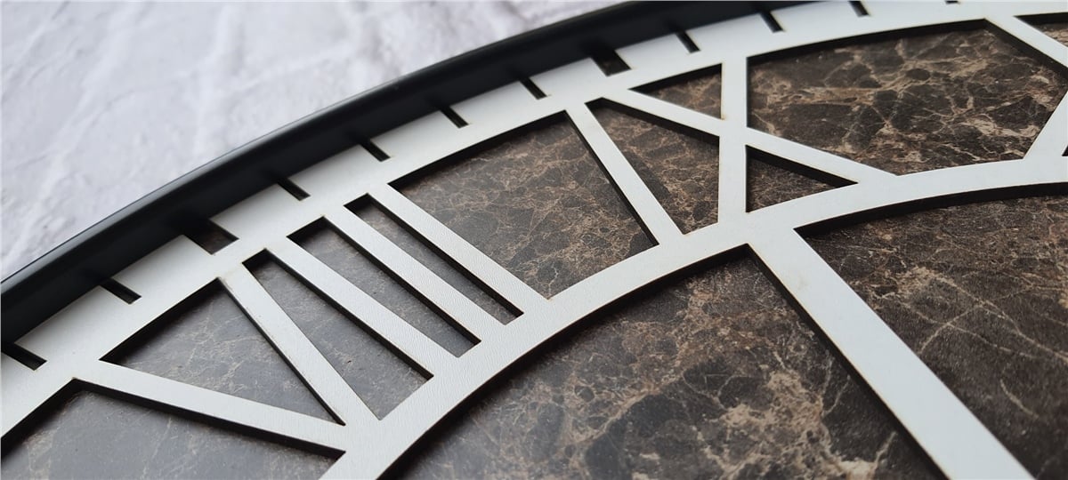 Markakanvas Siyah Metal Kasalı Mermer Desenli  Duvar Saati  ( Çap 50 cm -Çap 80 cm )