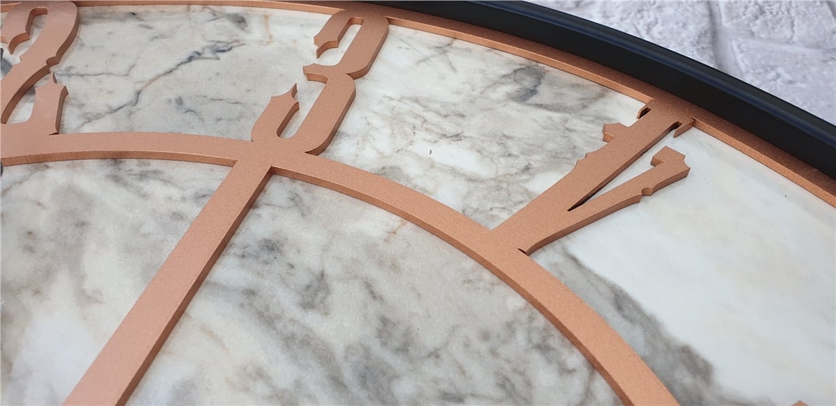 Markakanvas Siyah Metal Kasalı Mermer Desenli  Duvar Saati  ( Çap 50 cm -Çap 80 cm )