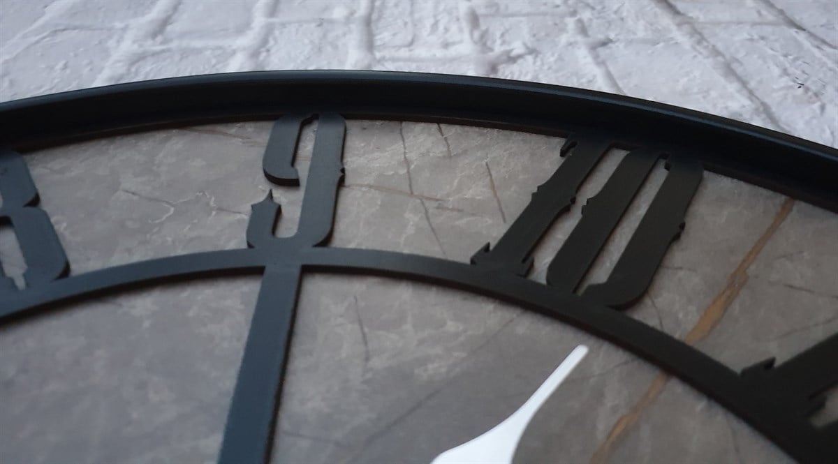 Markakanvas Siyah Metal Kasalı Mermer Desenli  Duvar Saati  ( Çap 50 cm -Çap 80 cm )