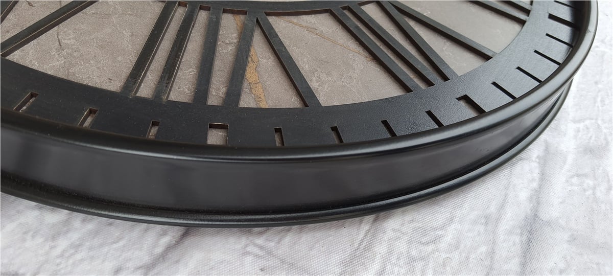 Markakanvas Siyah Metal Kasalı Mermer Desenli  Duvar Saati  ( Çap 50 cm -Çap 80 cm )