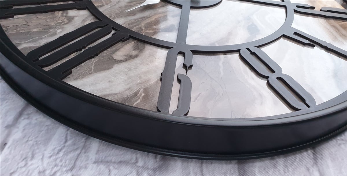 Markakanvas Siyah Metal Kasalı Mermer Desenli  Duvar Saati  ( Çap 50 cm -Çap 80 cm )