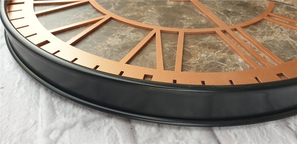 Markakanvas Siyah Metal Kasalı Mermer Desenli  Duvar Saati  ( Çap 50 cm -Çap 80 cm )