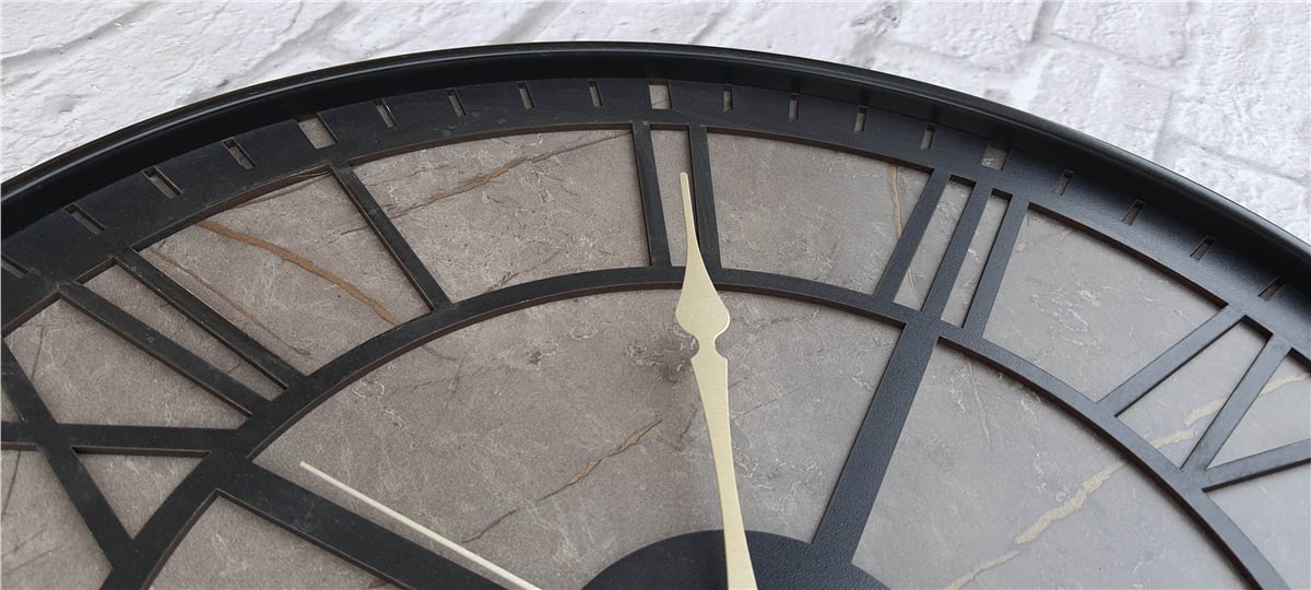 Markakanvas Siyah Metal Kasalı Mermer Desenli  Duvar Saati  ( Çap 50 cm -Çap 80 cm )