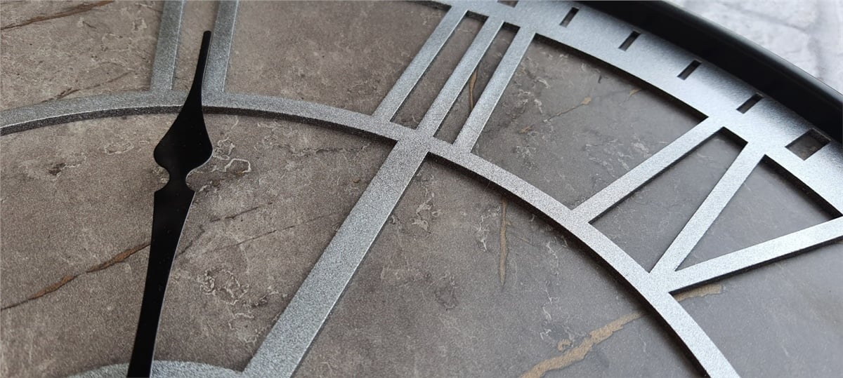 Markakanvas Siyah Metal Kasalı Mermer Desenli  Duvar Saati  ( Çap 50 cm -Çap 80 cm )