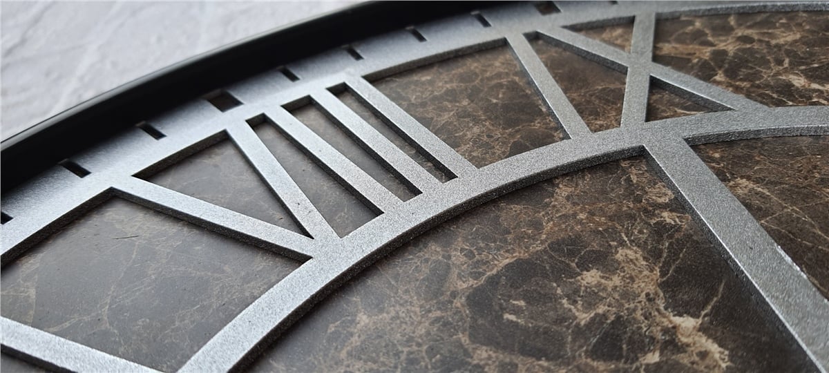 Markakanvas Siyah Metal Kasalı Mermer Desenli  Duvar Saati  ( Çap 50 cm -Çap 80 cm )
