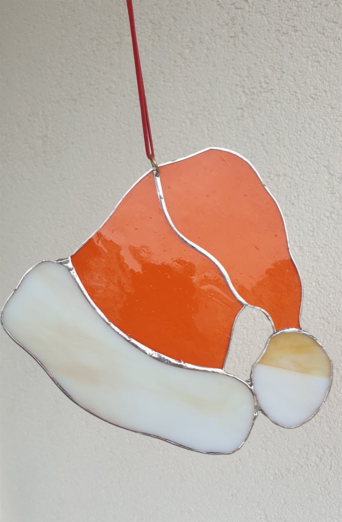 Markakanvas Turuncu ,beyaz Yılbaşı Şapkası cam vitray 16x16cm 