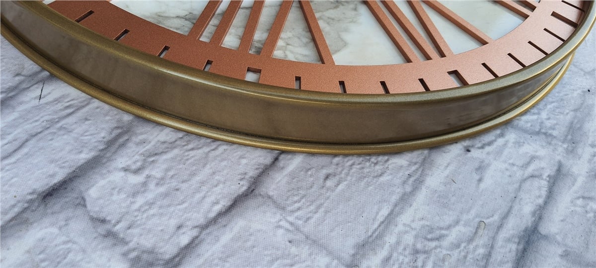 MarkakanvasAltın(Gold) Renkli  Metal Kasalı Mermer Desenli  Duvar Saati  ( Çap 50 cm -Çap 80 cm )
