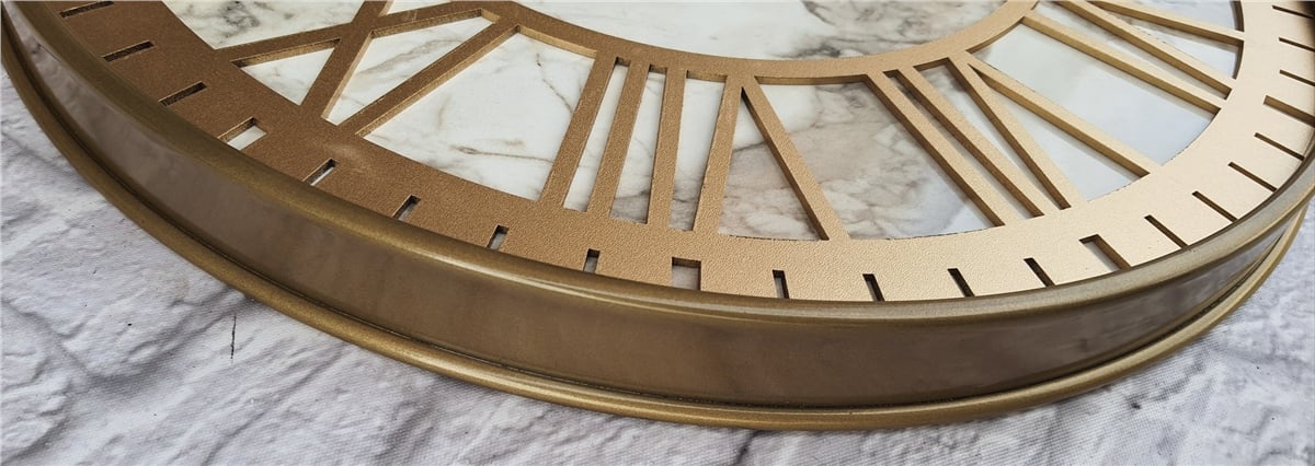 MarkakanvasAltın(Gold) Renkli  Metal Kasalı Mermer Desenli  Duvar Saati  ( Çap 50 cm -Çap 80 cm )