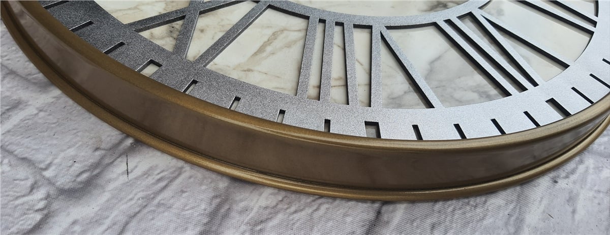 MarkakanvasAltın(Gold) Renkli  Metal Kasalı Mermer Desenli  Duvar Saati  ( Çap 50 cm -Çap 80 cm )