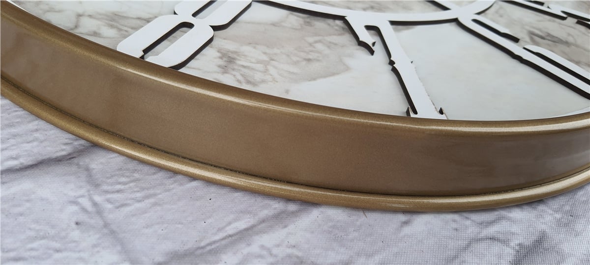 MarkakanvasAltın(Gold) Renkli  Metal Kasalı Mermer Desenli  Duvar Saati  ( Çap 50 cm -Çap 80 cm )