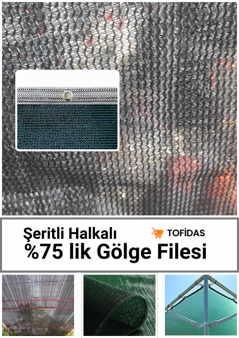 %75 Gölgelik Filesi Şeritli Halkalı
