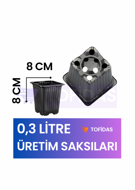 Kare Saksı 8x8x8 Termoform saksı