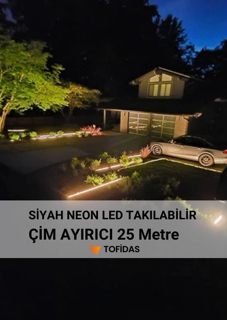 Siyah Neon Led Takılabilir Plastik Çim Sınırlayıcı 25 m