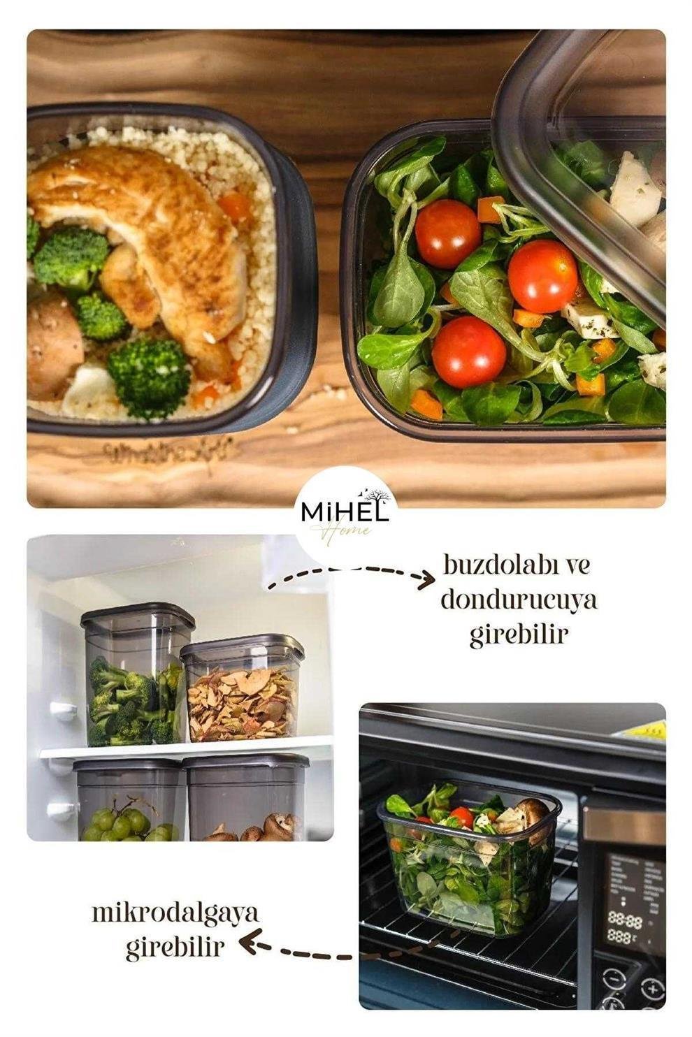 12'li Mihel Pegi 1500ML Dikdörtgen Saklama Kabı SetiMİHEL
