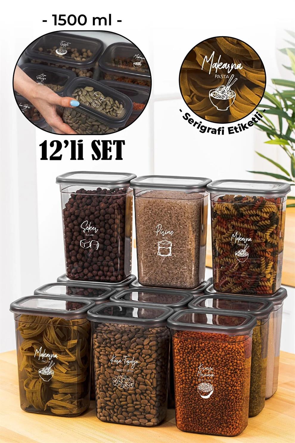 12'li Mihel Pegi 1500ML Dikdörtgen Saklama Kabı SetiMİHEL