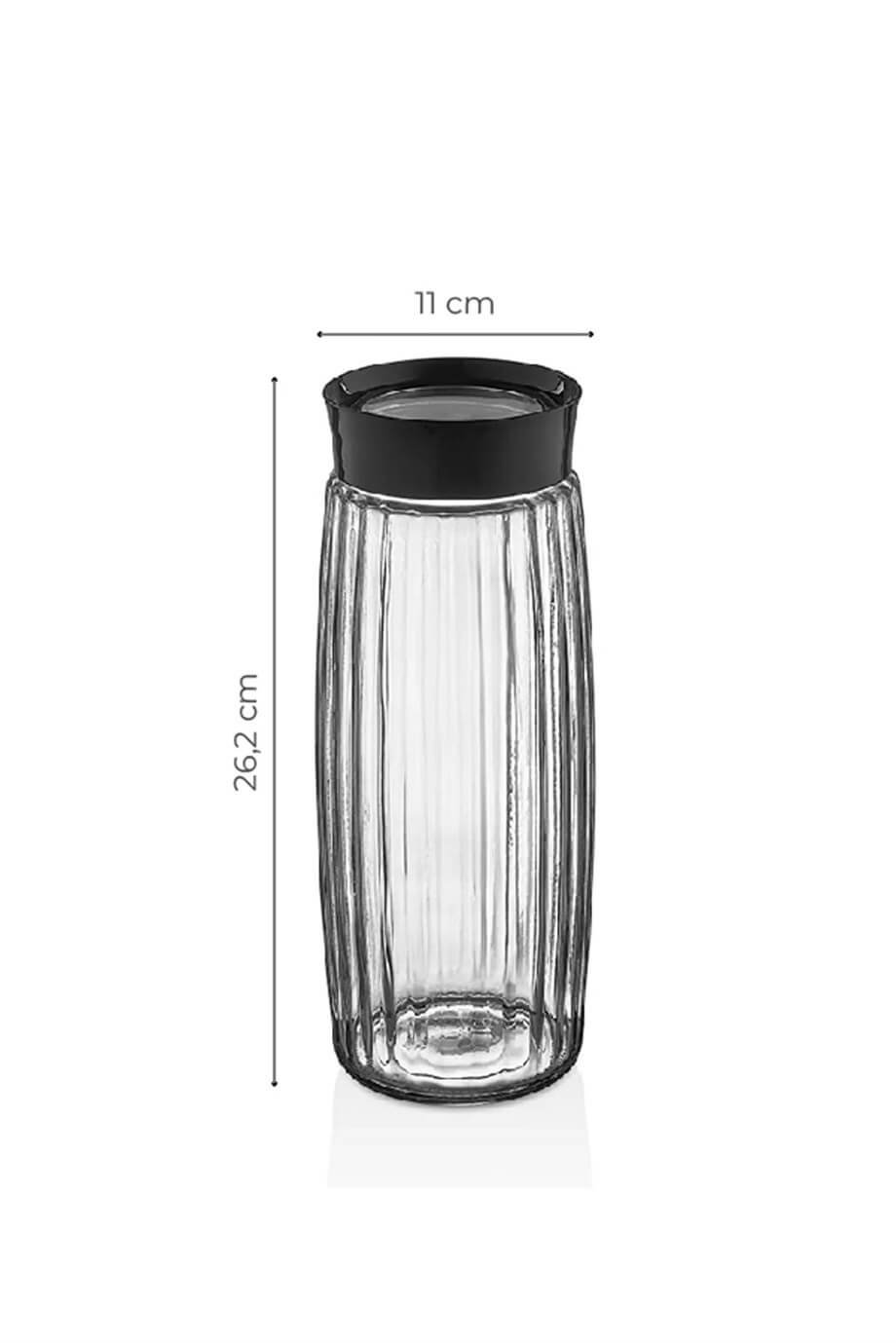 1600ML 6'LI ÇİZGİLİ Yuvarlak Cam Saklama KavanozuMİHEL