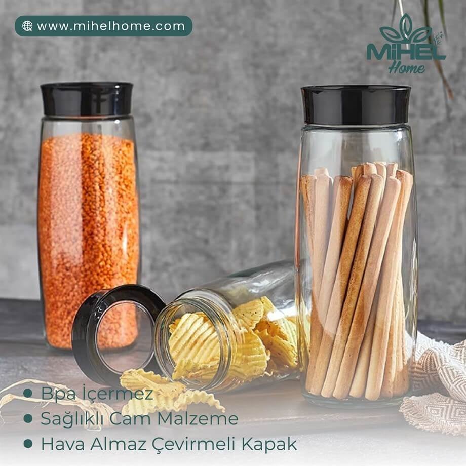 1600ML 6'lı  YUVARLAK CAM SAKLAMA KABIMİHEL