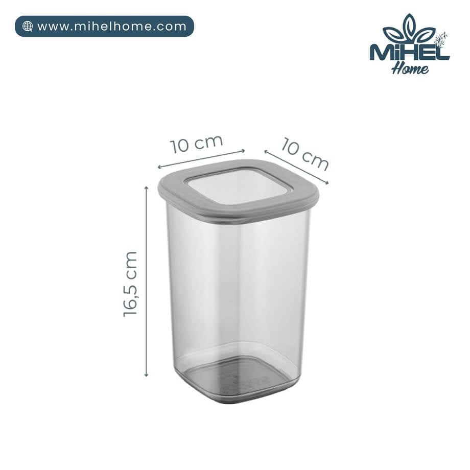 Mihel Eko Poly 12'li 1200ml Kare Saklama Kabı Füme RenkMİHEL