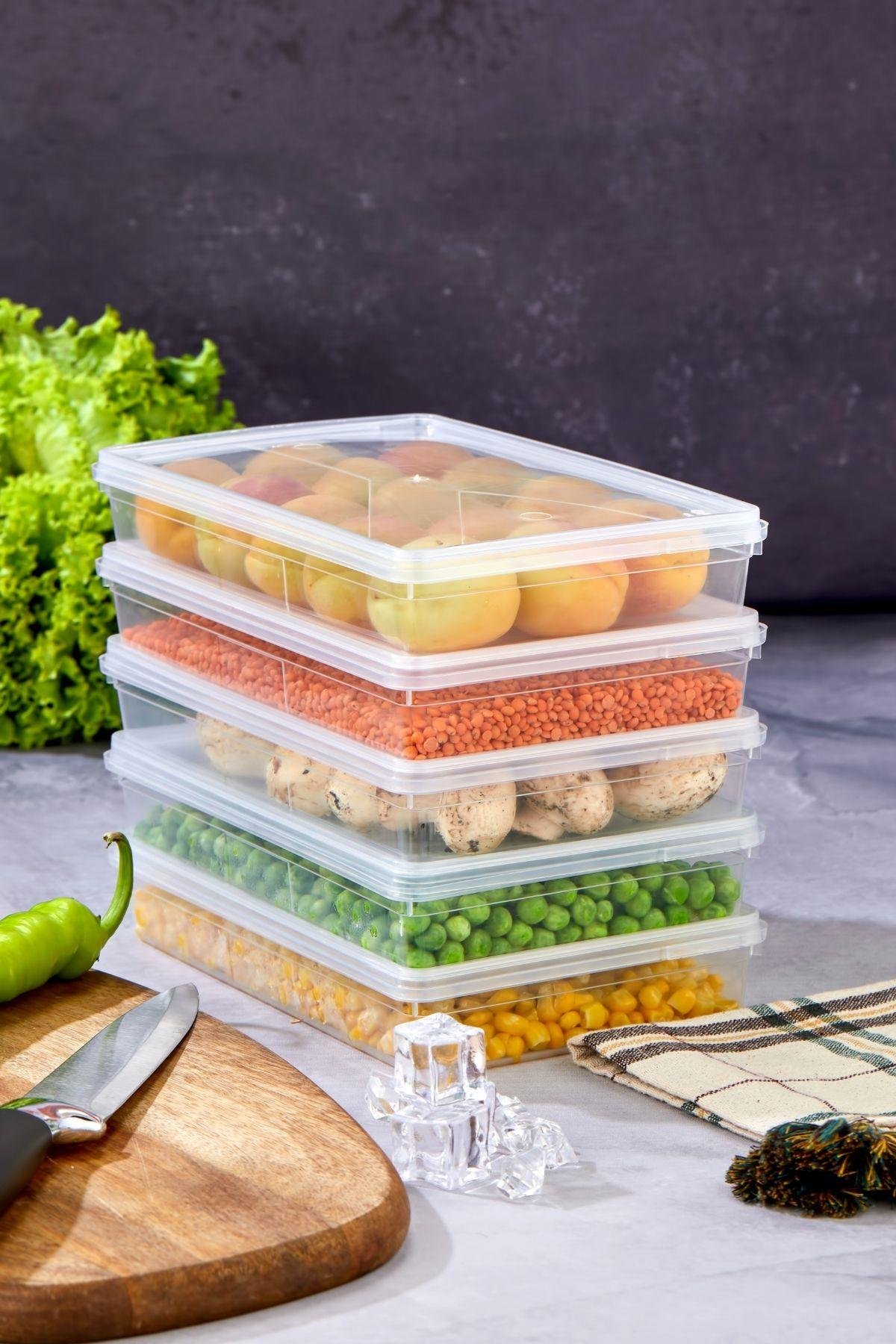 Mihel  Flexy 10 Adet 1 Litre Derin Dondurucu Kendinden Kapaklı Saklama kabı ŞeffafMİHEL