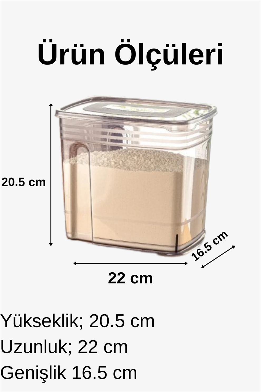 Mihel Mega 5.5 Litre 4'lü Erzak Bakliyat Saklama Kabı Antrasit RenkMİHEL
