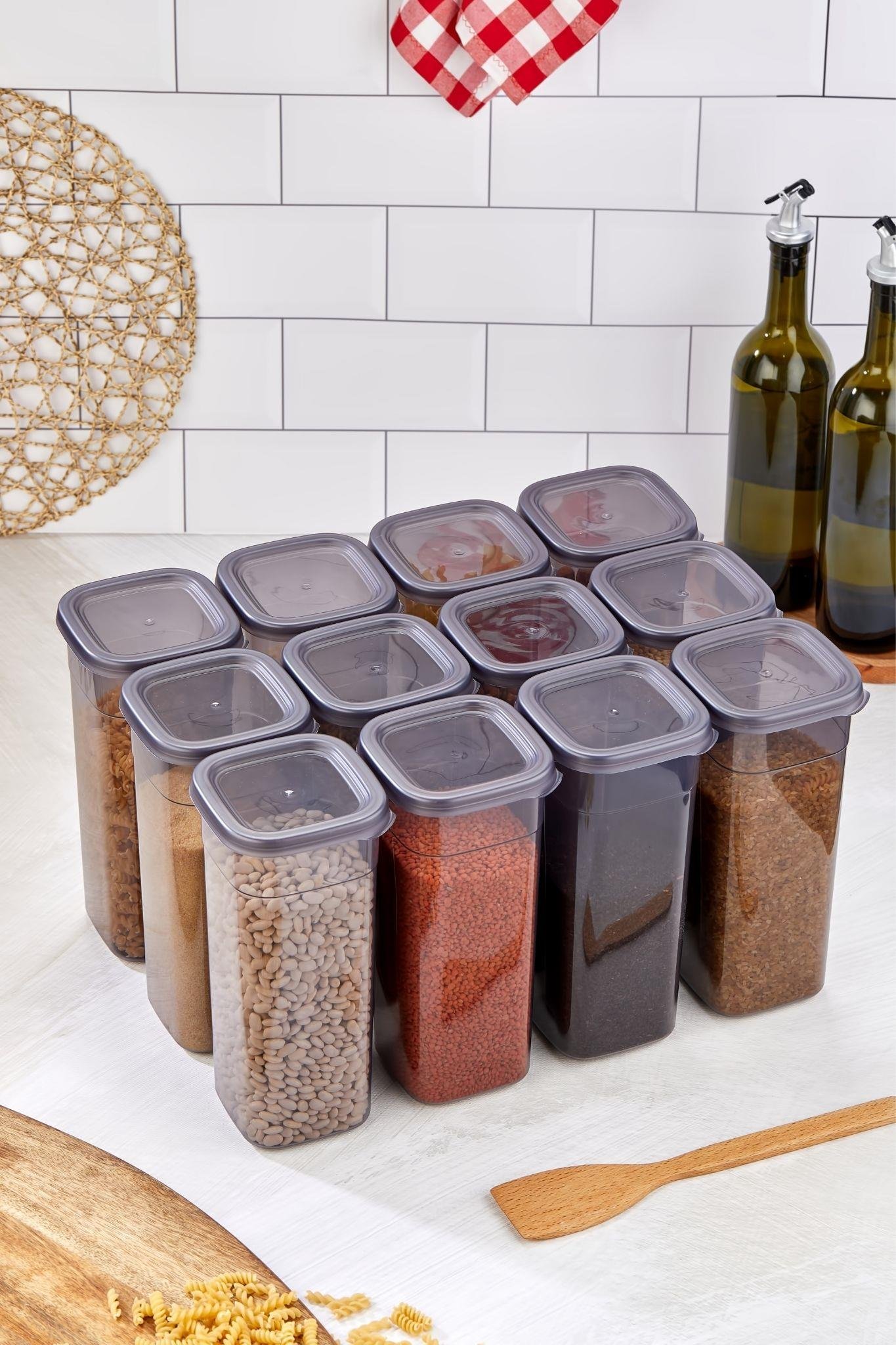 Mihel PEGİ 12'li 1.70 Litre Hava Almaz Kare Saklama Kabı Antrasit RenkMİHEL