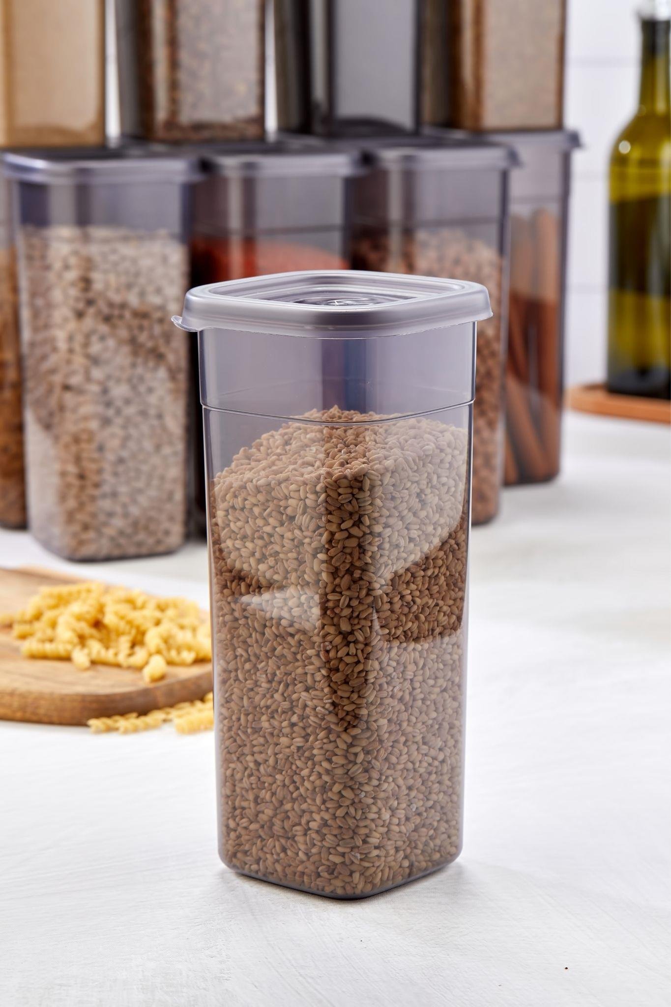 Mihel PEGİ 12'li 1.70 Litre Hava Almaz Kare Saklama Kabı Antrasit RenkMİHEL