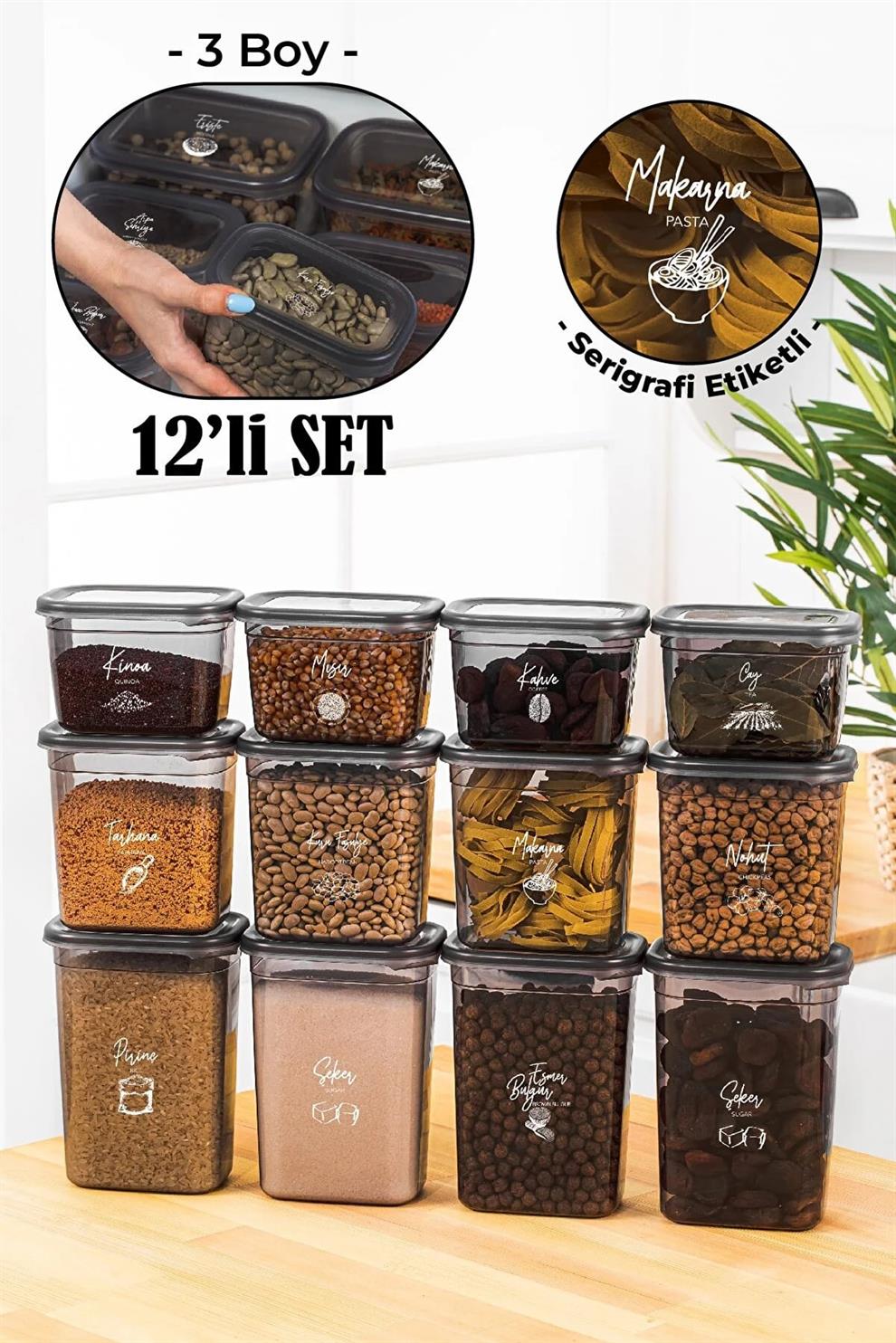 Mihel Pegi 12'li Dikdörtgen Saklama Kabı Seti 4x(1500-1150-800ml)MİHEL