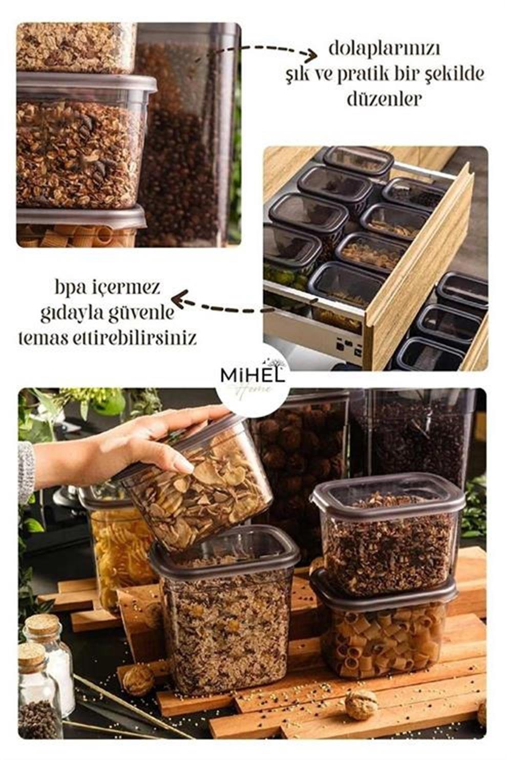 Mihel Pegi 20'li Dikdörtgen Saklama Kabı Seti 5x(1500-1150-800-400 Ml)MİHEL