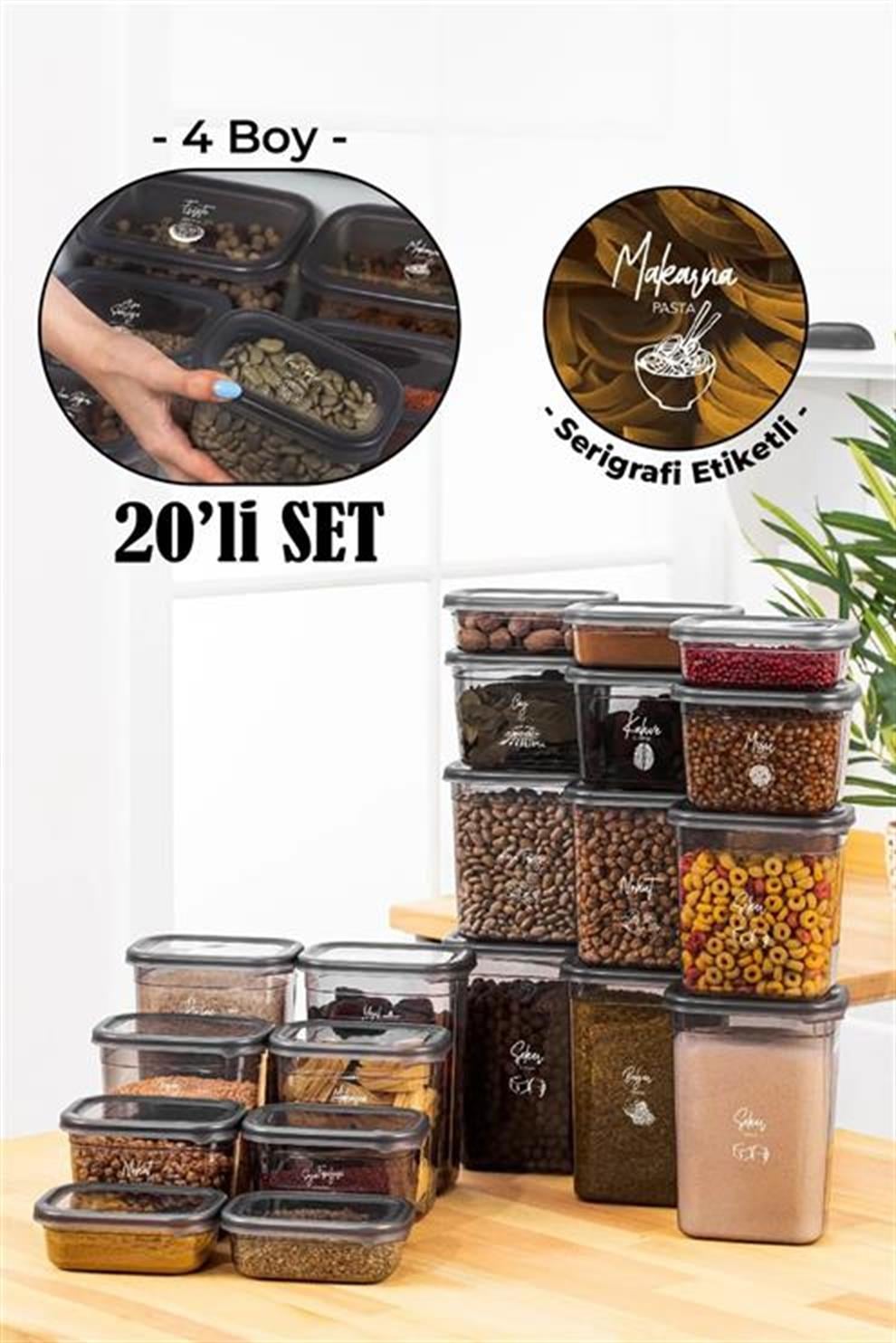Mihel Pegi 20'li Dikdörtgen Saklama Kabı Seti 5x(1500-1150-800-400 Ml)MİHEL