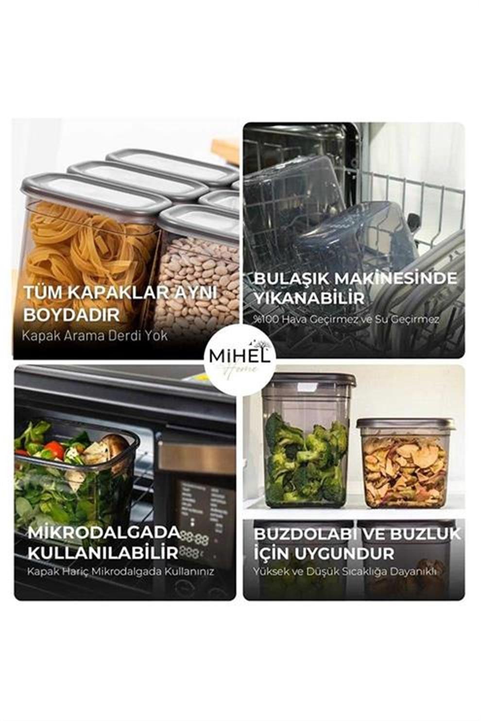 Mihel Pegi 20'li Dikdörtgen Saklama Kabı Seti 5x(1500-1150-800-400 Ml)MİHEL