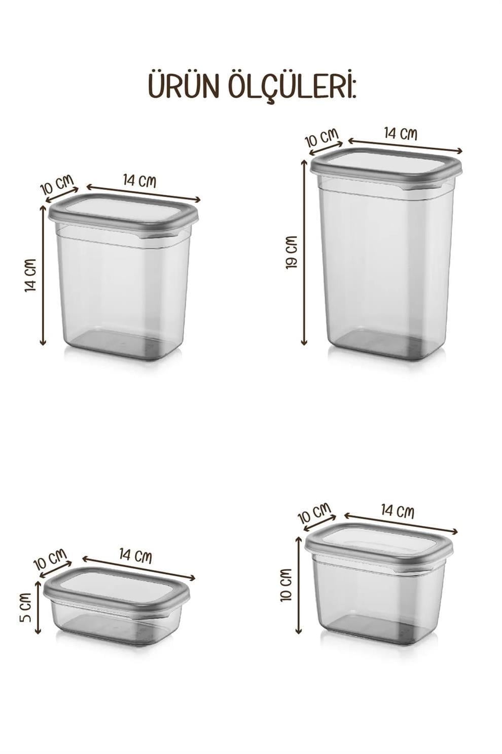 Mihel Pegi 20'li Dikdörtgen Saklama Kabı Seti 5x(1500-1150-800-400 Ml) -  AntrasitMİHEL