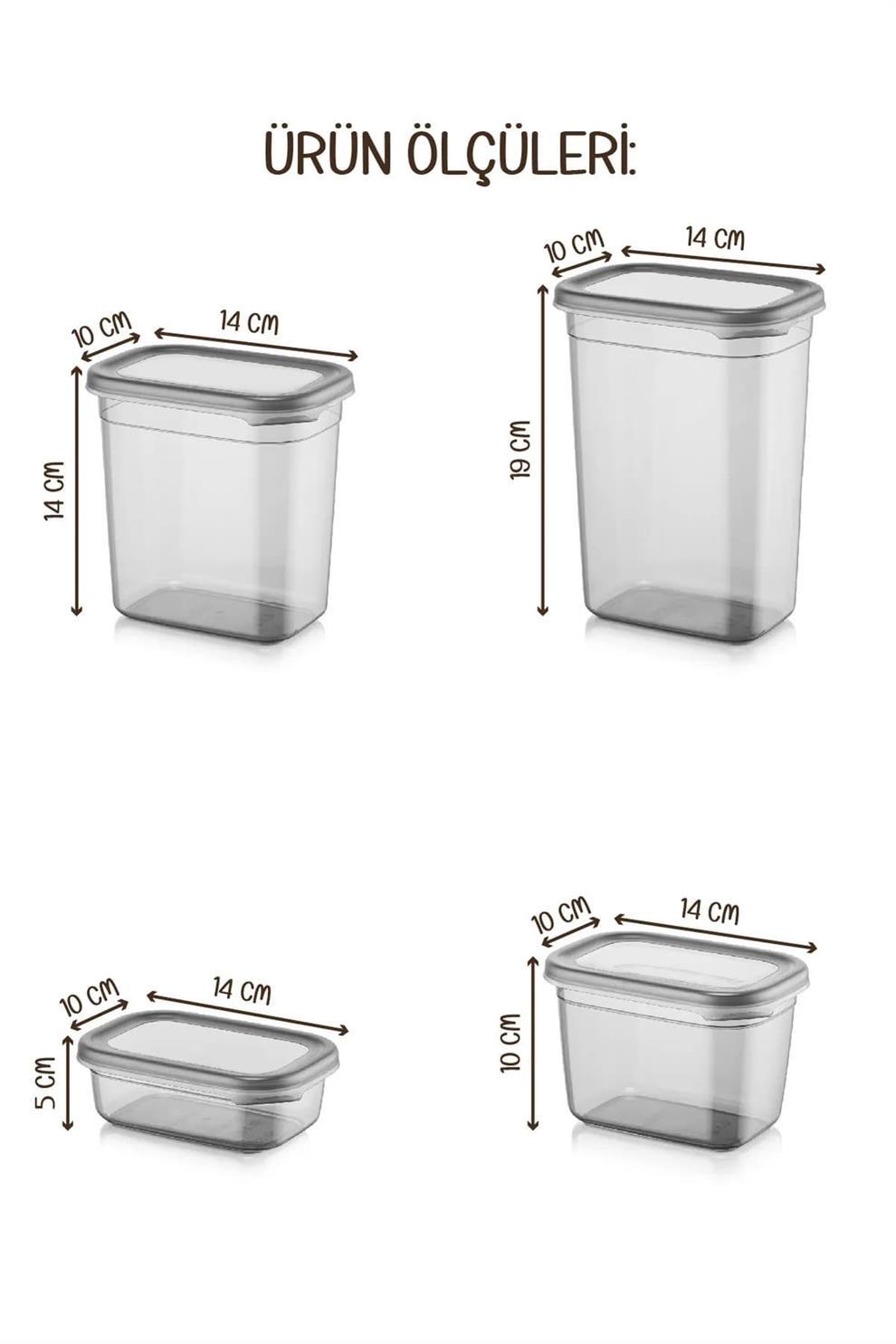 Mihel Pegi 20'li Dikdörtgen Saklama Kabı Seti 5x(1500-1150-800-400 Ml) -  AntrasitMİHEL