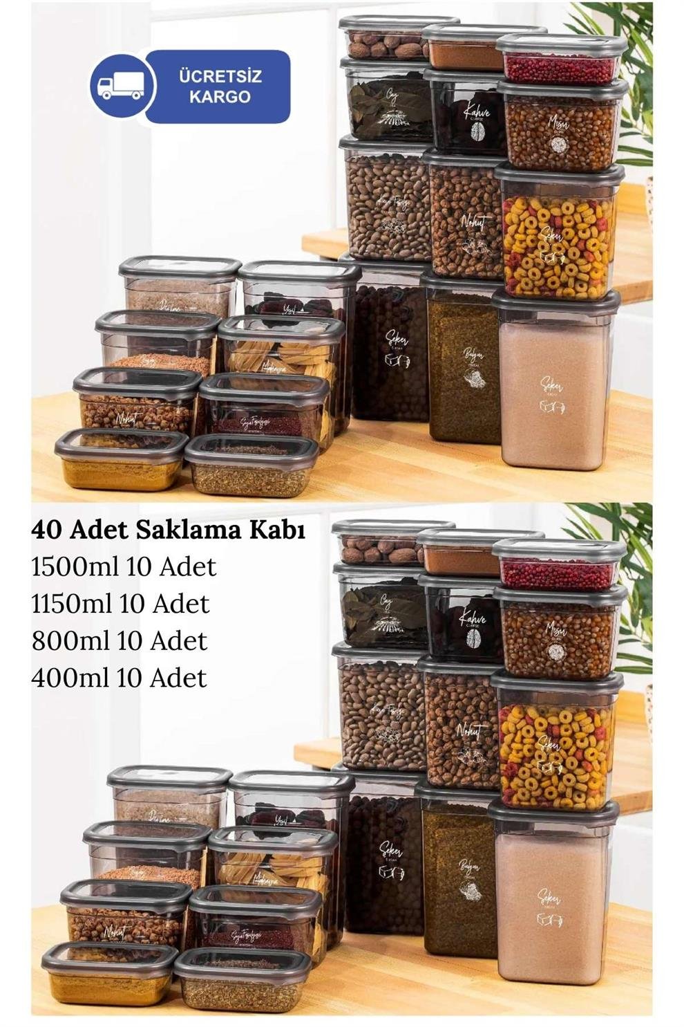 Mihel Pegi 20'li Dikdörtgen Saklama Kabı Seti 5x(1500-1150-800-400 Ml)MİHEL
